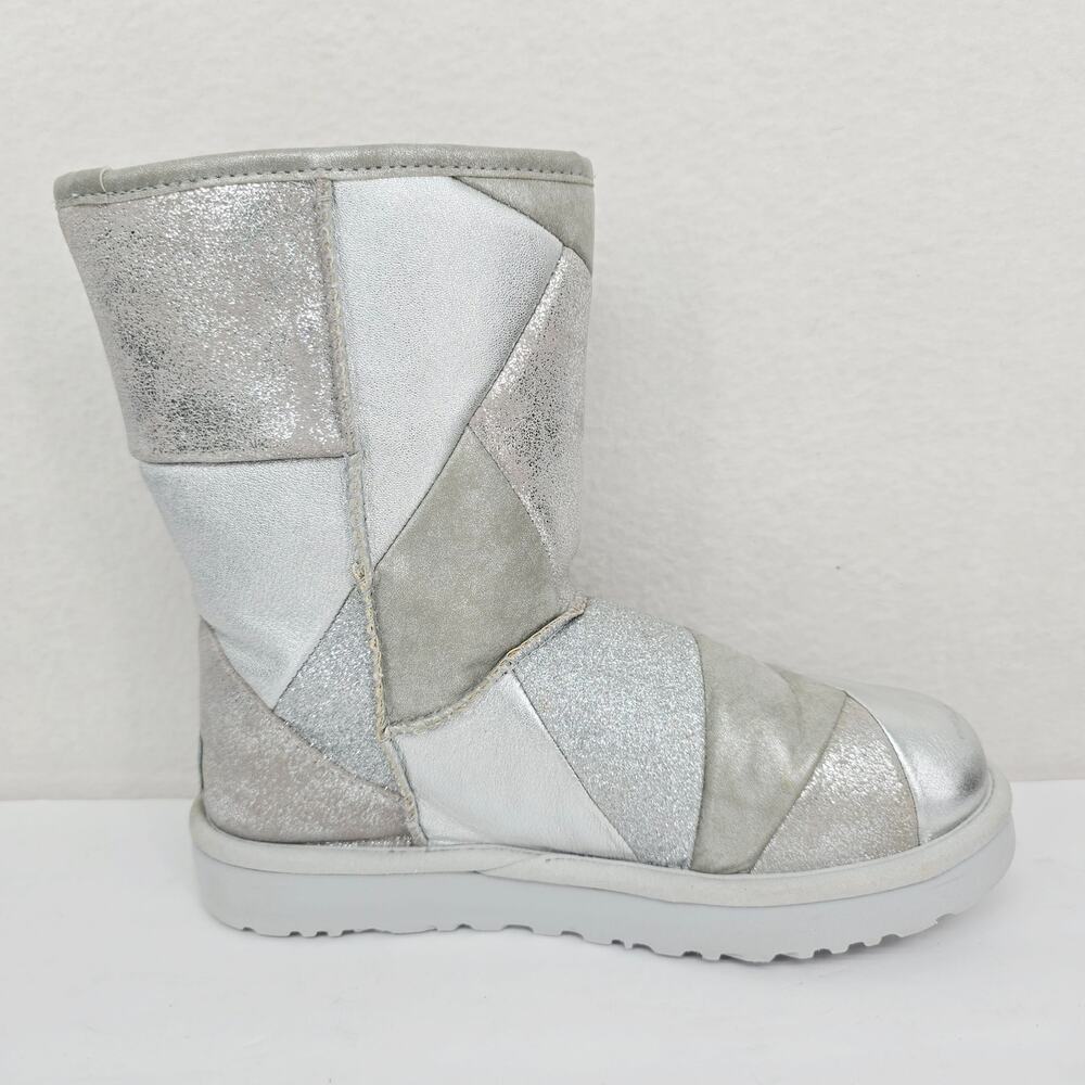 Ugg Classic Short Glitter Patchwork Booties Silve… - image 2